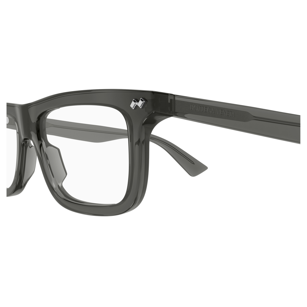 Bottega Veneta BV1506O Gris Vert 003 en détail des branches - Les Lunettes de Pauline