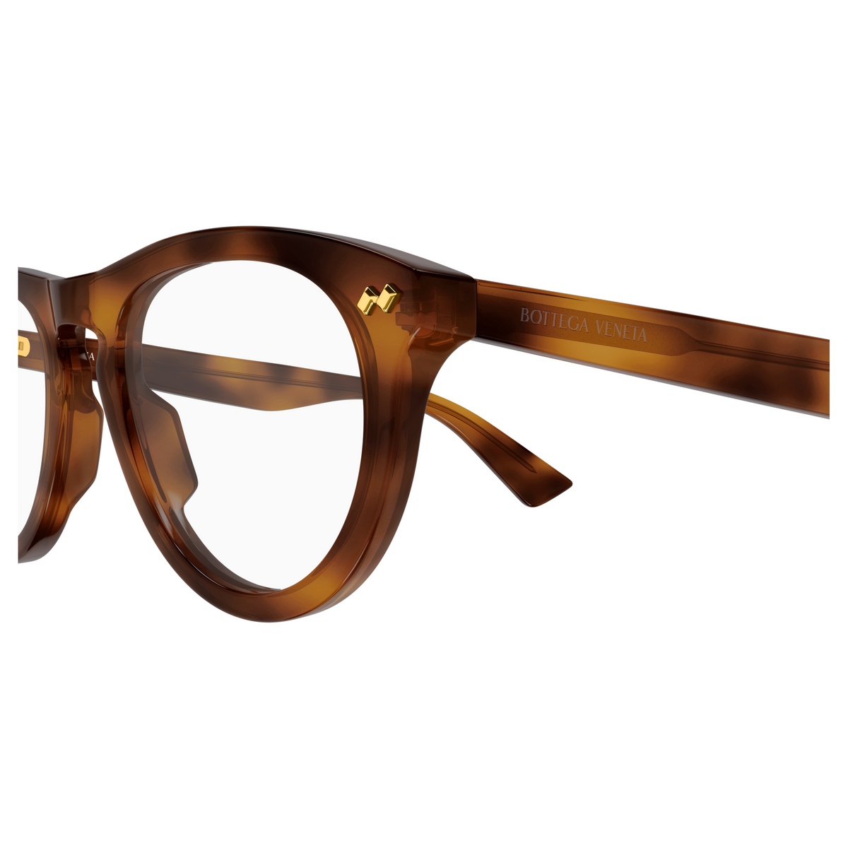 Bottega Veneta BV1507O Écaille Havane 007 en détail des branches - Les Lunettes de Pauline