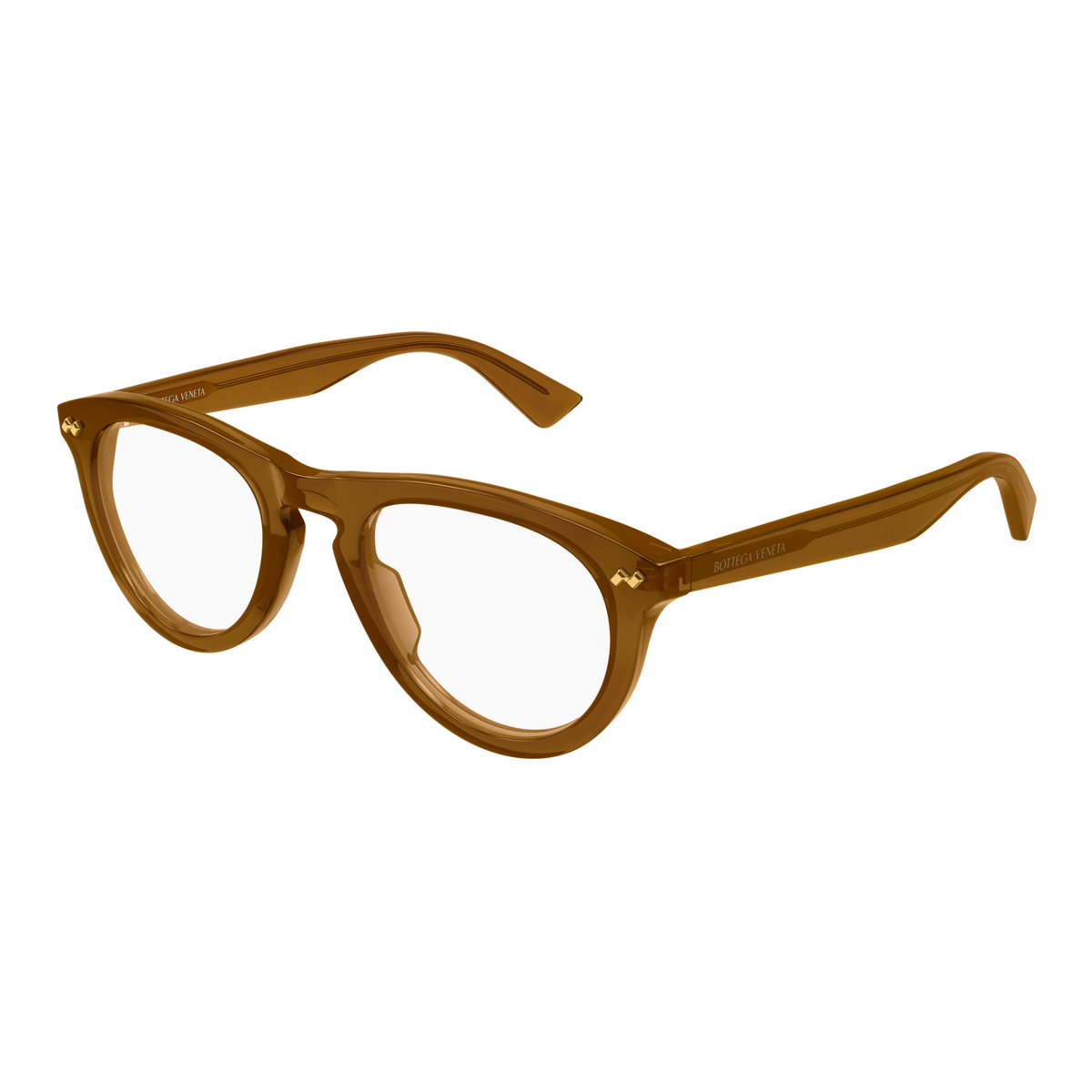 Bottega Veneta BV1507O Ocre 008 de trois-quarts - Les Lunettes de Pauline