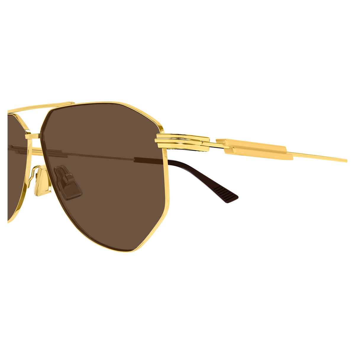 Bottega Veneta BV1508S Doré Verres Bruns 002 en détail des branches - Les Lunettes de Pauline