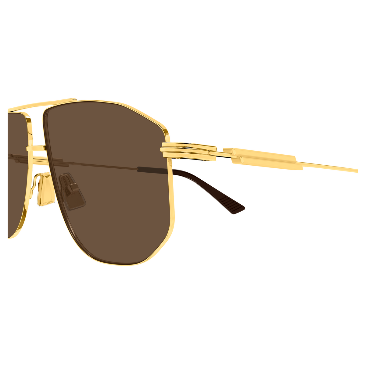 Bottega Veneta BV1509S Doré Verres Bruns 002 en détail des branches - Les Lunettes de Pauline