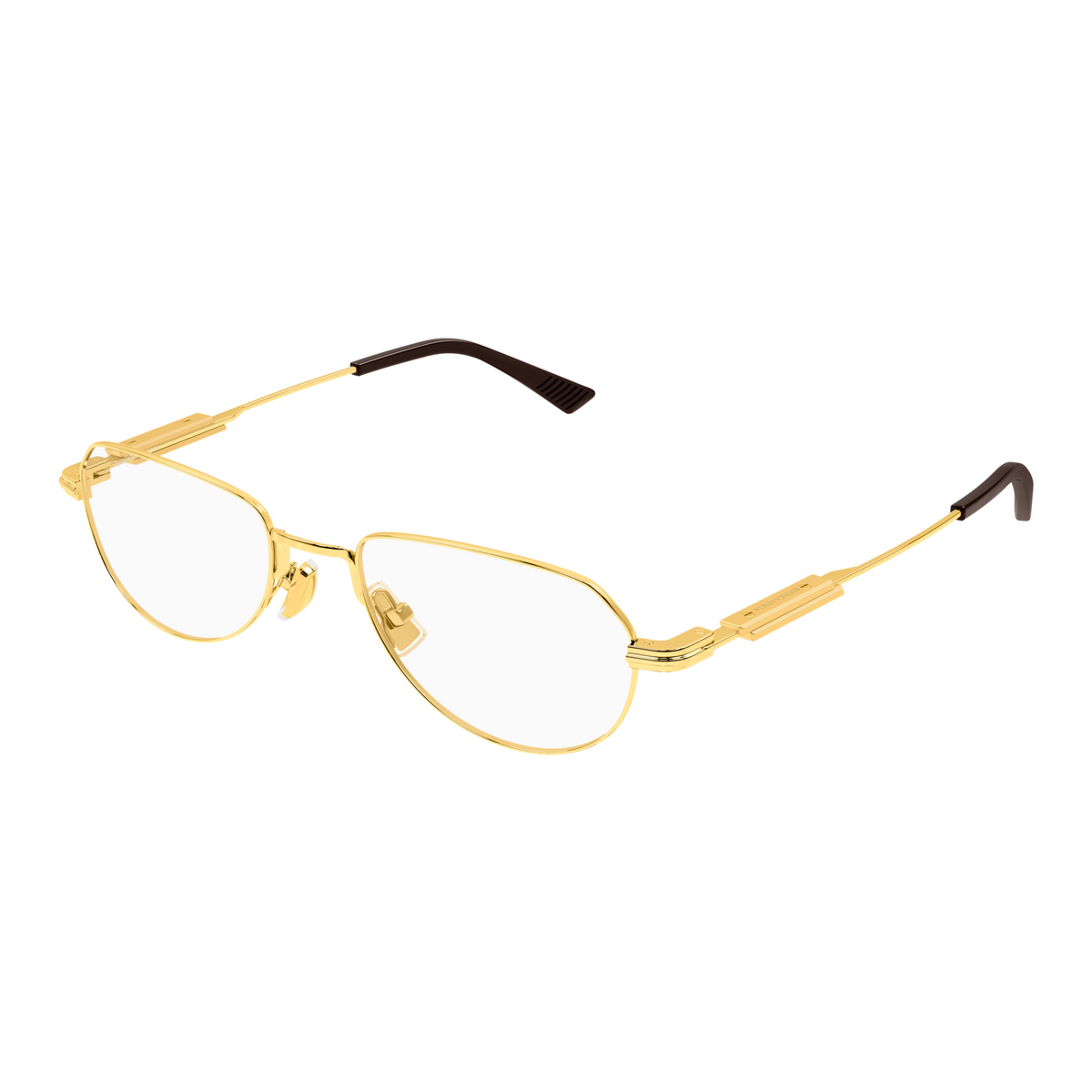 Bottega Veneta BV1510O Doré 002 de trois-quarts - Les Lunettes de Pauline