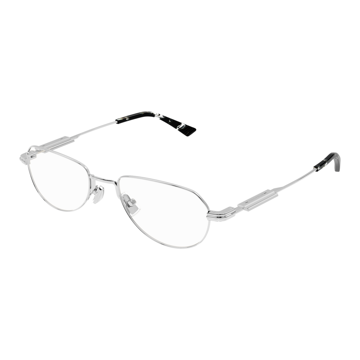 Bottega Veneta BV1510O Argenté 003 de trois-quarts - Les Lunettes de Pauline