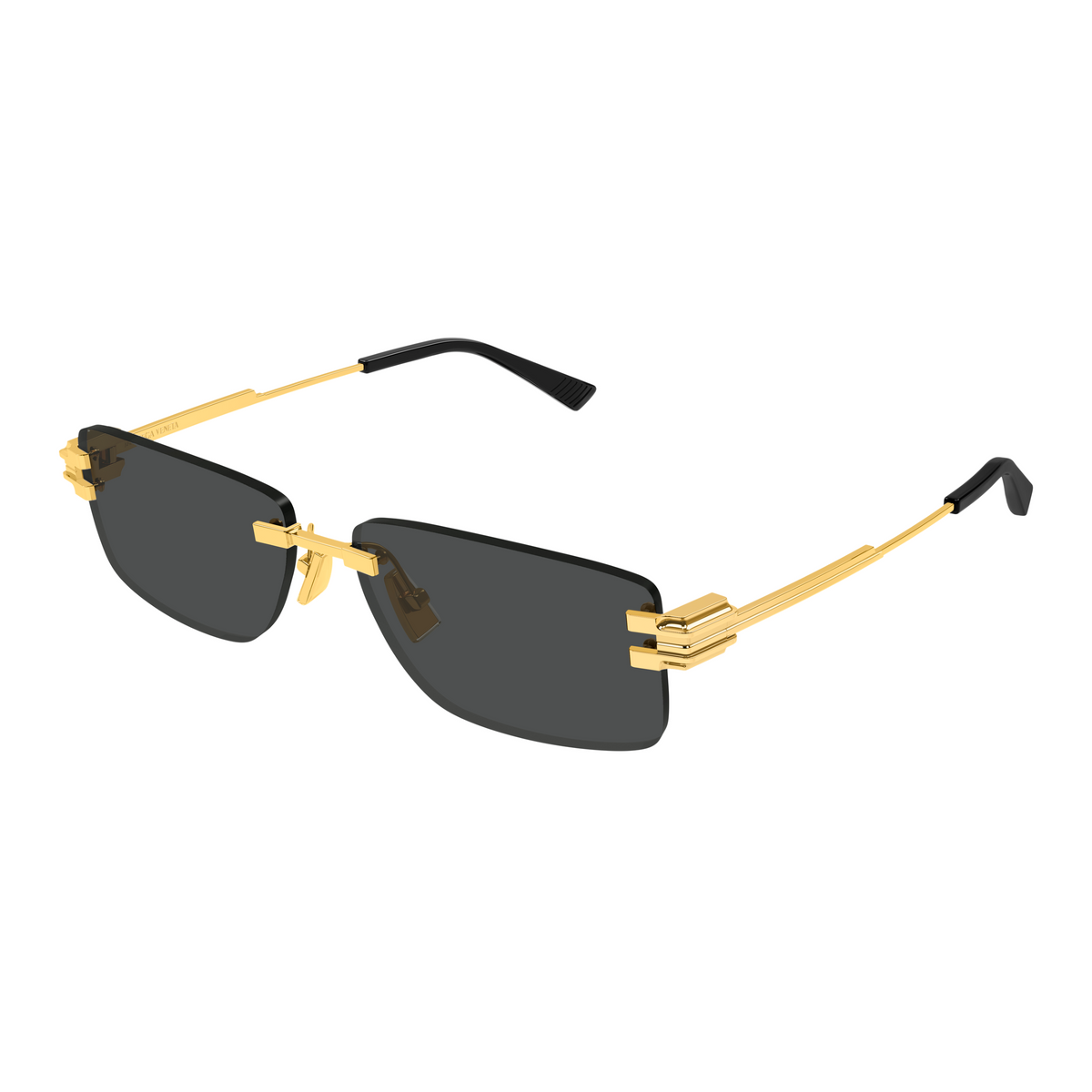 Bottega Veneta BV1511S Doré 001 de trois-quarts - Les Lunettes de Pauline