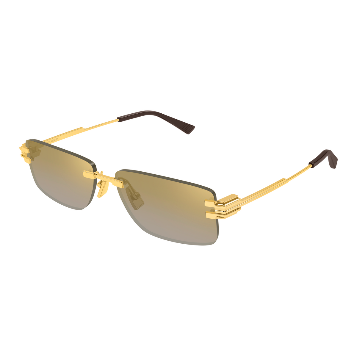 Bottega Veneta BV1511S Doré Verres Miroir 002 de trois-quarts - Les Lunettes de Pauline