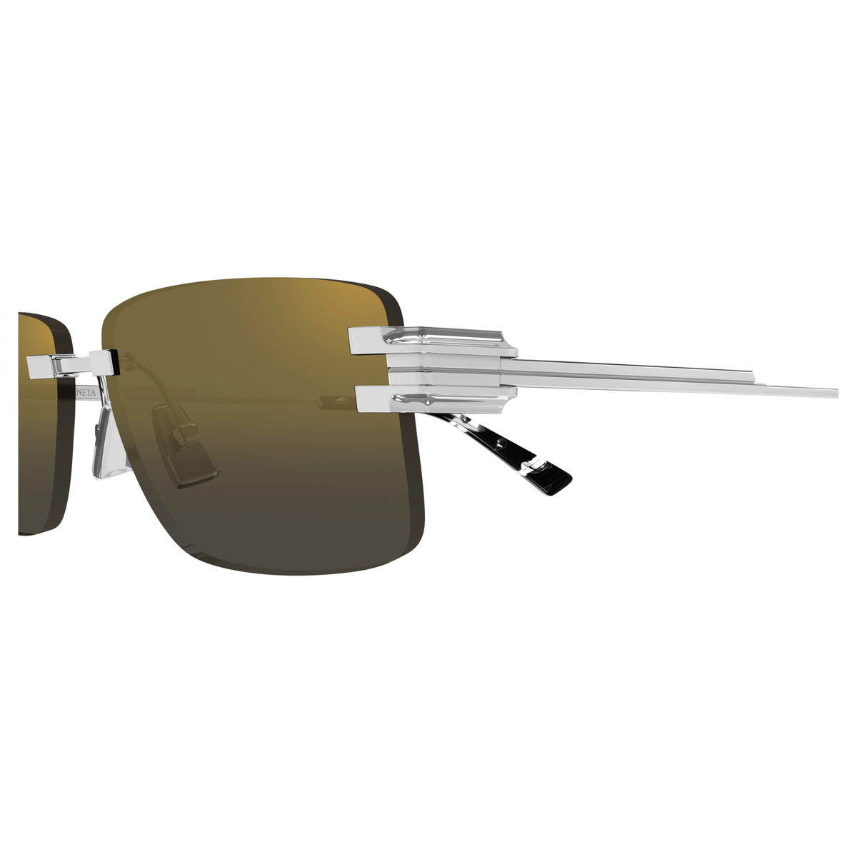 Bottega Veneta BV1511S Argenté Verres Miroir 003 en détail des branches - Les Lunettes de Pauline
