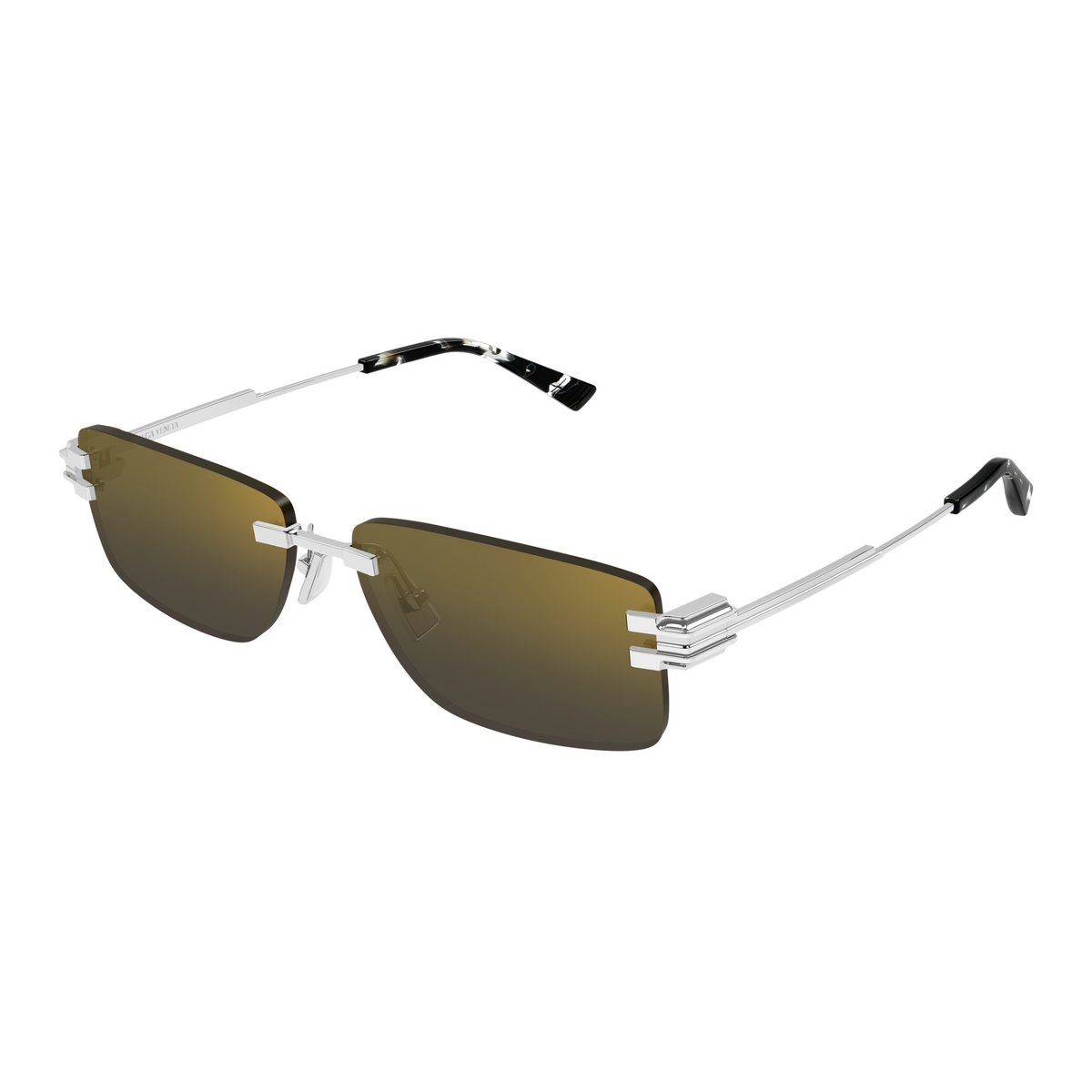 Bottega Veneta BV1511S Argenté Verres Miroir 003 de trois-quarts - Les Lunettes de Pauline