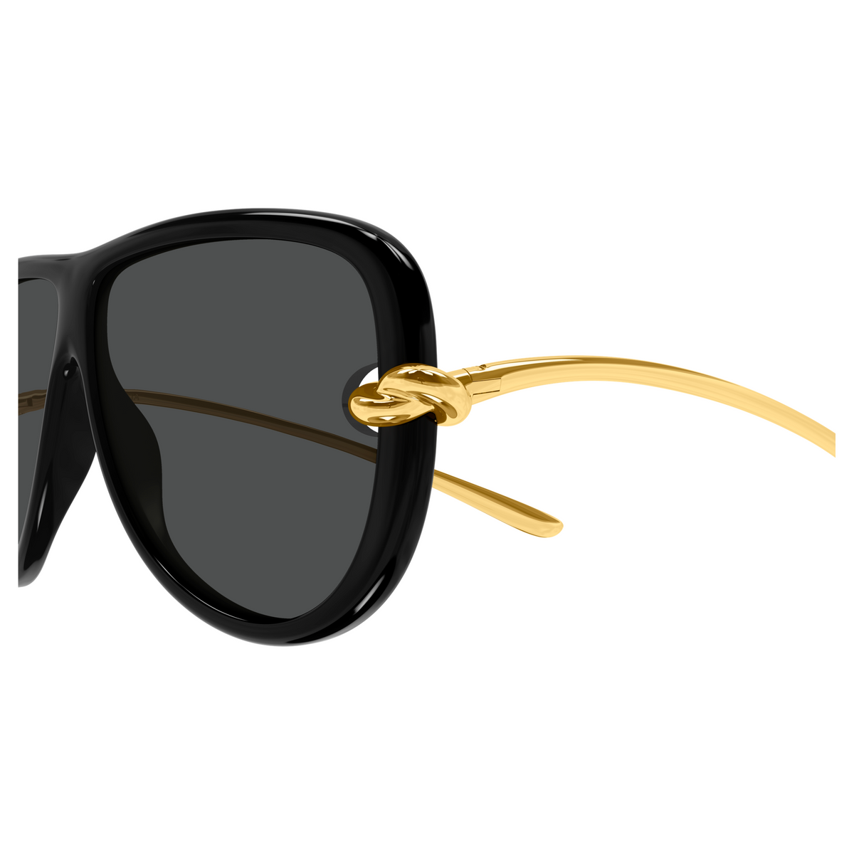 Bottega Veneta BV1513S Noir Doré 001 en détail des branches - Les Lunettes de Pauline