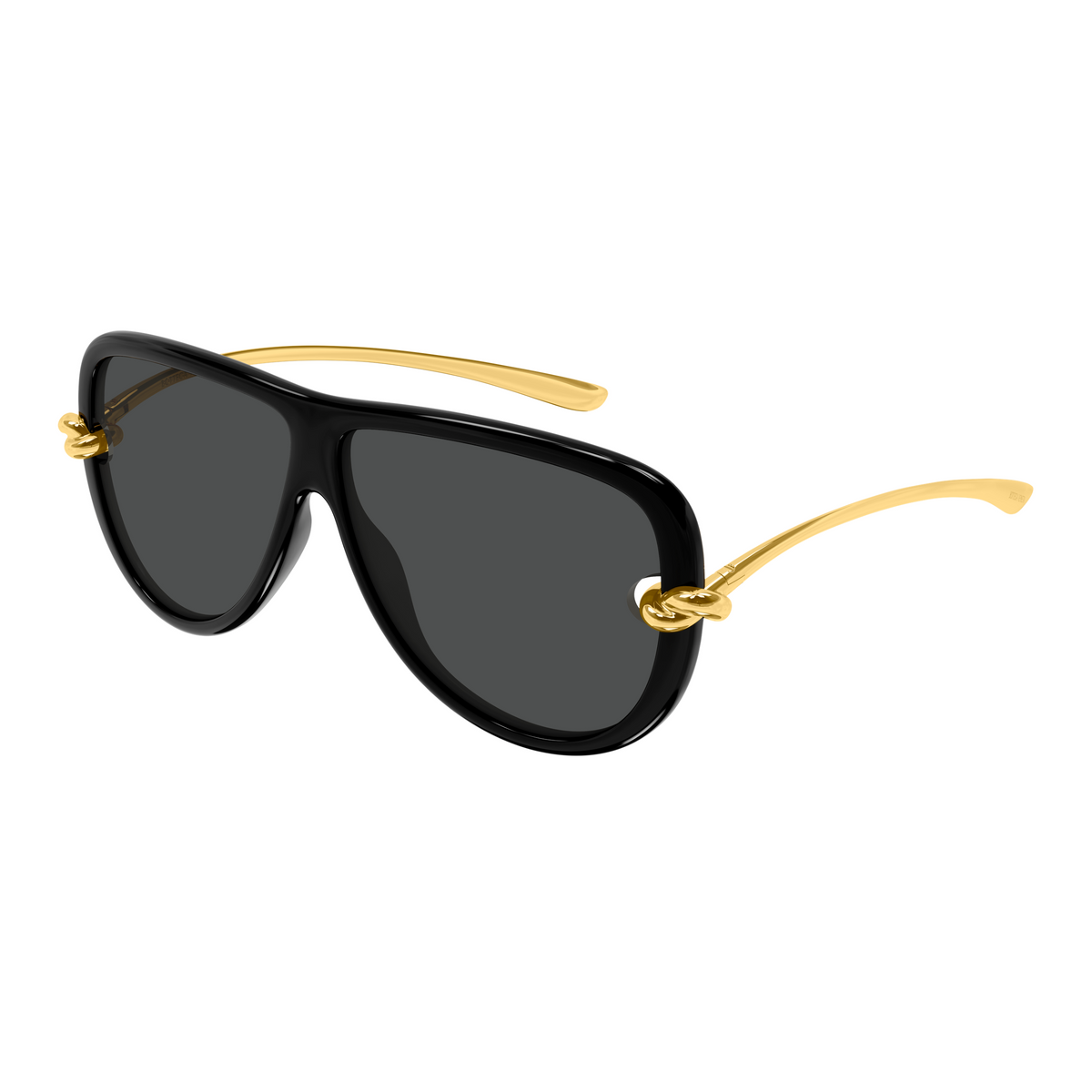 Bottega Veneta BV1513S Noir Doré 001 de trois-quarts - Les Lunettes de Pauline