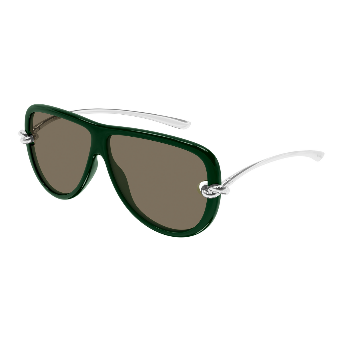 Bottega Veneta BV1513S Vert Foncé Argenté 004 de trois-quarts - Les Lunettes de Pauline