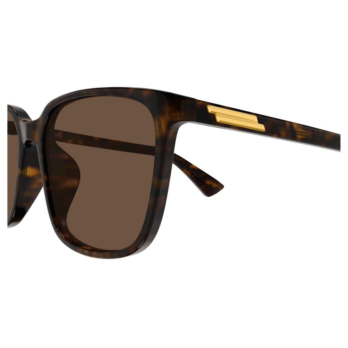Bottega Veneta BV1516SK Écaille Havane 002 en détail des branches - Les Lunettes de Pauline