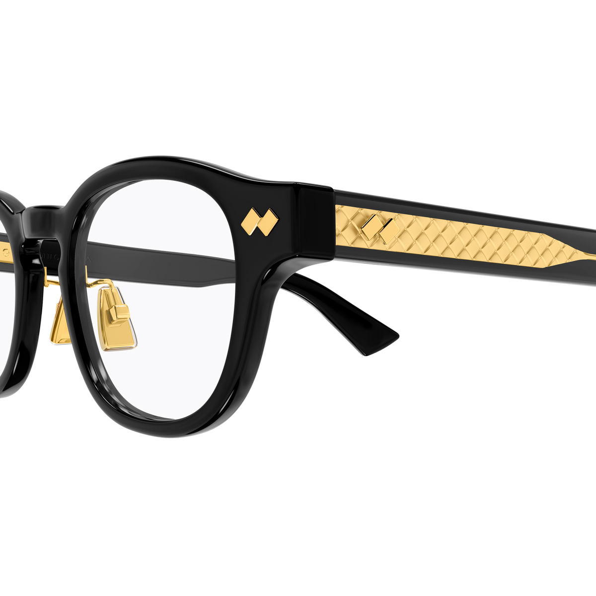 Bottega Veneta BV1518OA Noir 001 en détail des branches - Les Lunettes de Pauline