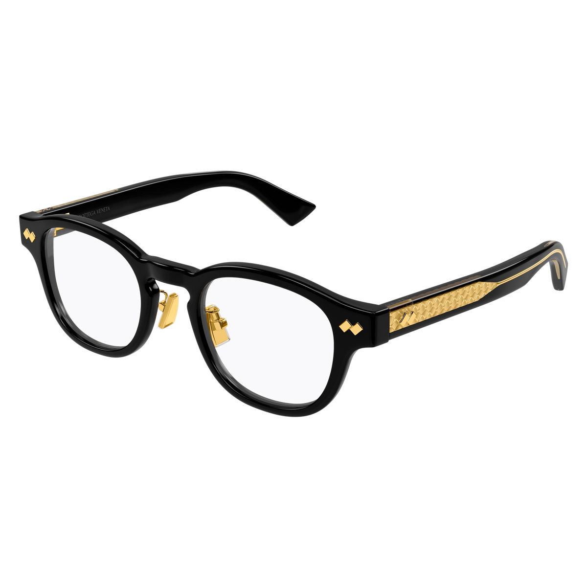 Bottega Veneta BV1518OA Noir 001 de trois-quarts - Les Lunettes de Pauline