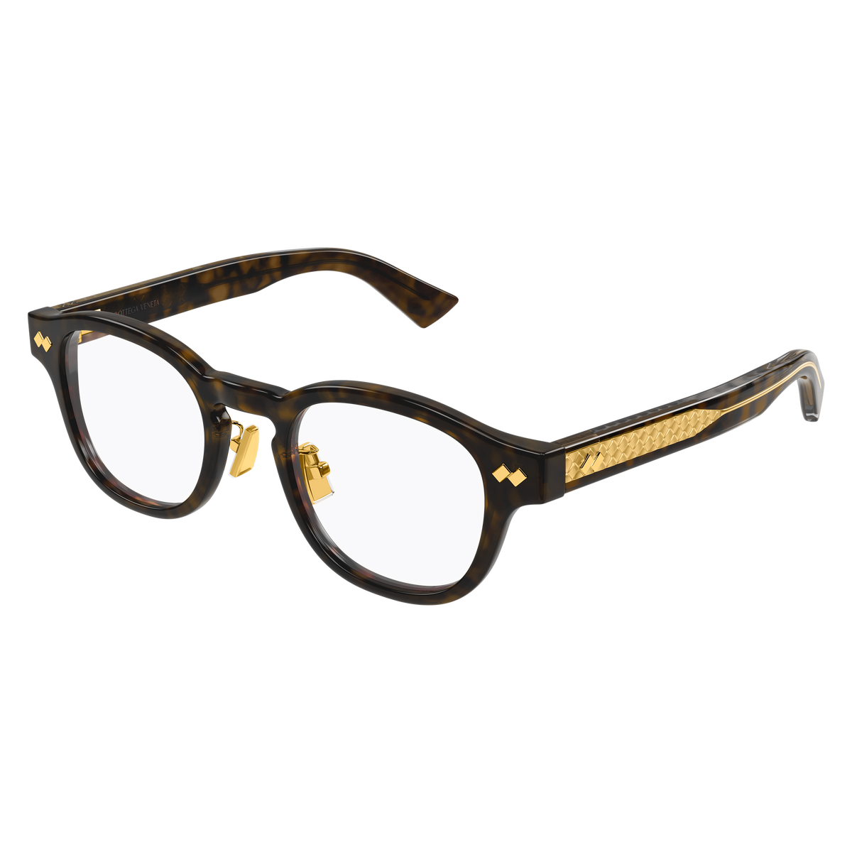 Bottega Veneta BV1518OA Écaille Havane 002 de trois-quarts - Les Lunettes de Pauline