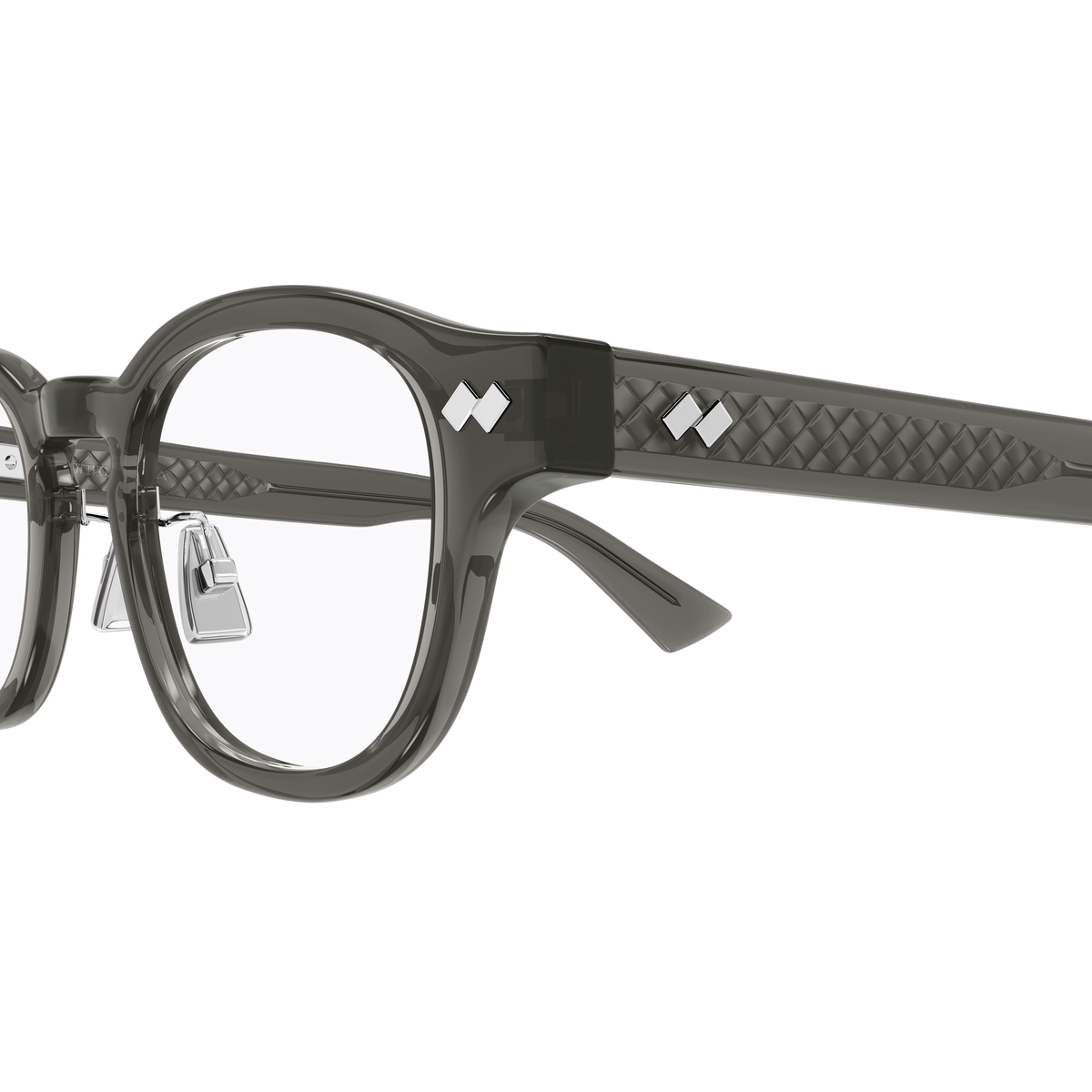 Bottega Veneta BV1518OA Gris Cristal 003 en détail des branches - Les Lunettes de Pauline