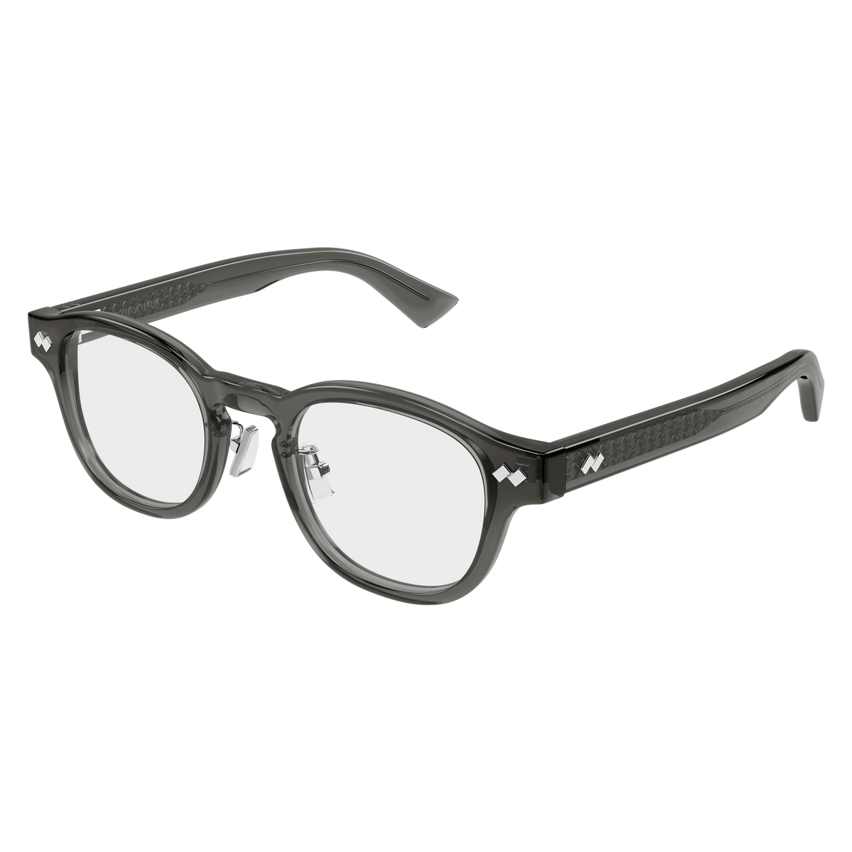 Bottega Veneta BV1518OA Gris Cristal 003 de trois-quarts - Les Lunettes de Pauline