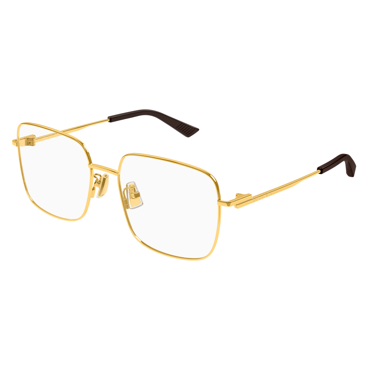 Bottega Veneta BV1519OJ Doré 001 de trois-quarts - Les Lunettes de Pauline