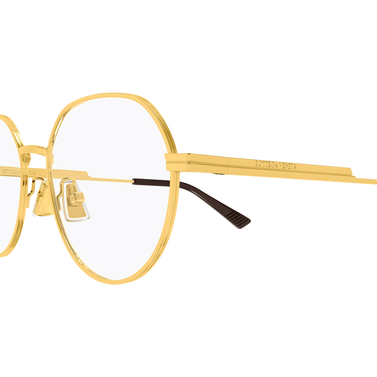 Bottega Veneta BV1520OJ Doré 001 en détail des branches - Les Lunettes de Pauline
