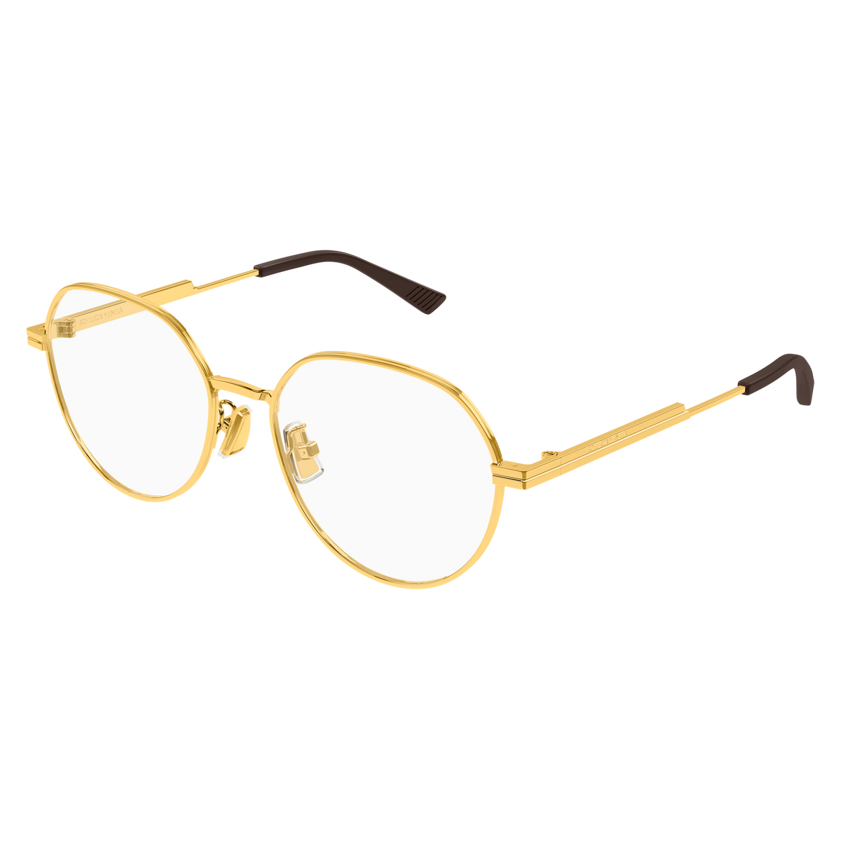 Bottega Veneta BV1520OJ Doré 001 de trois-quarts - Les Lunettes de Pauline