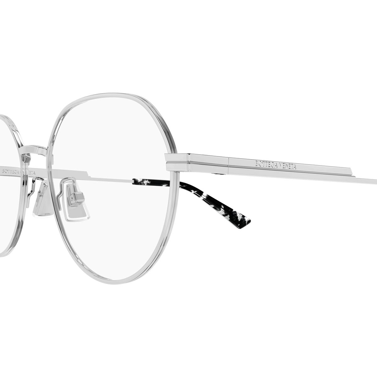 Bottega Veneta BV1520OJ Argenté 002 en détail des branches - Les Lunettes de Pauline
