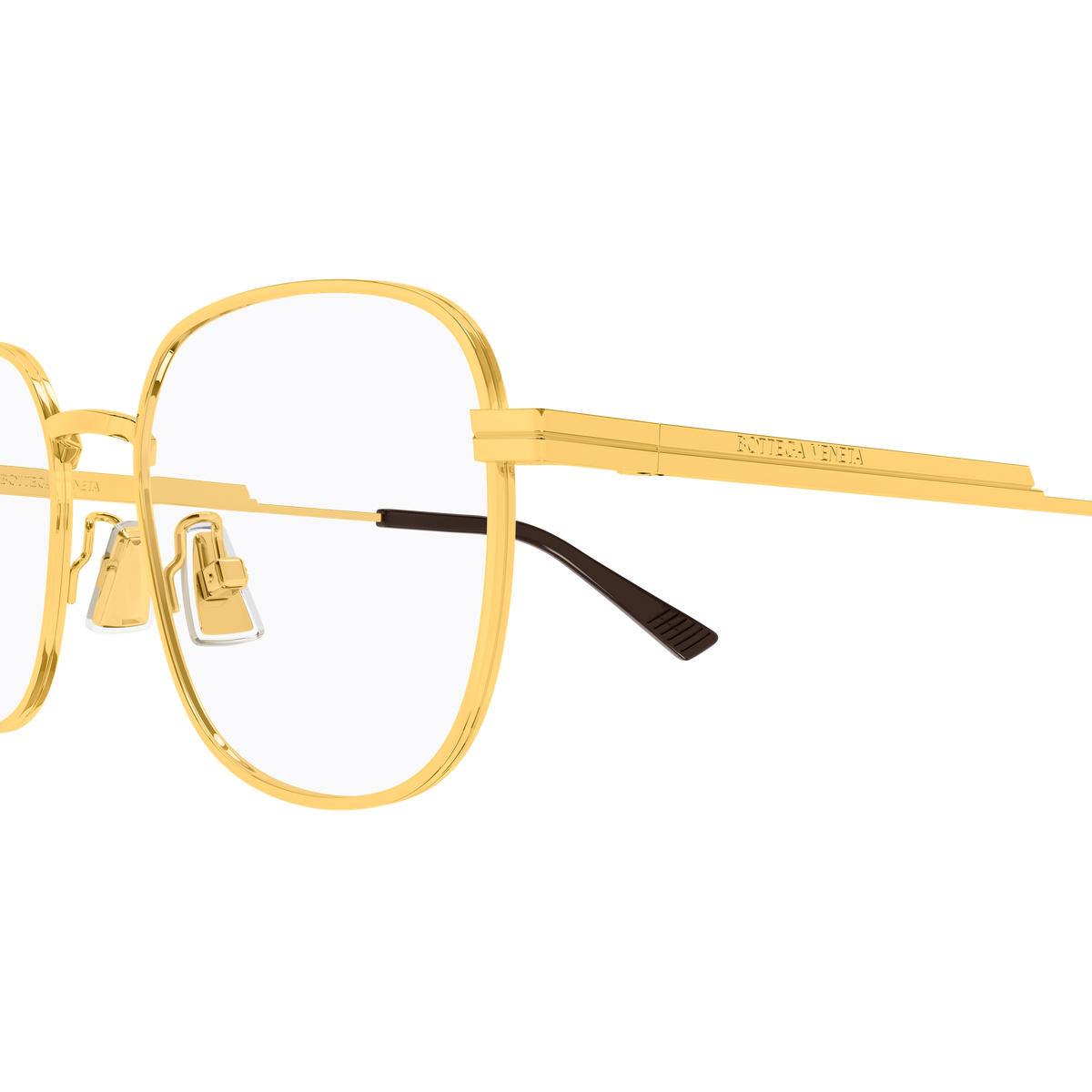Bottega Veneta BV1521OJ Doré 001 en détail des branches - Les Lunettes de Pauline