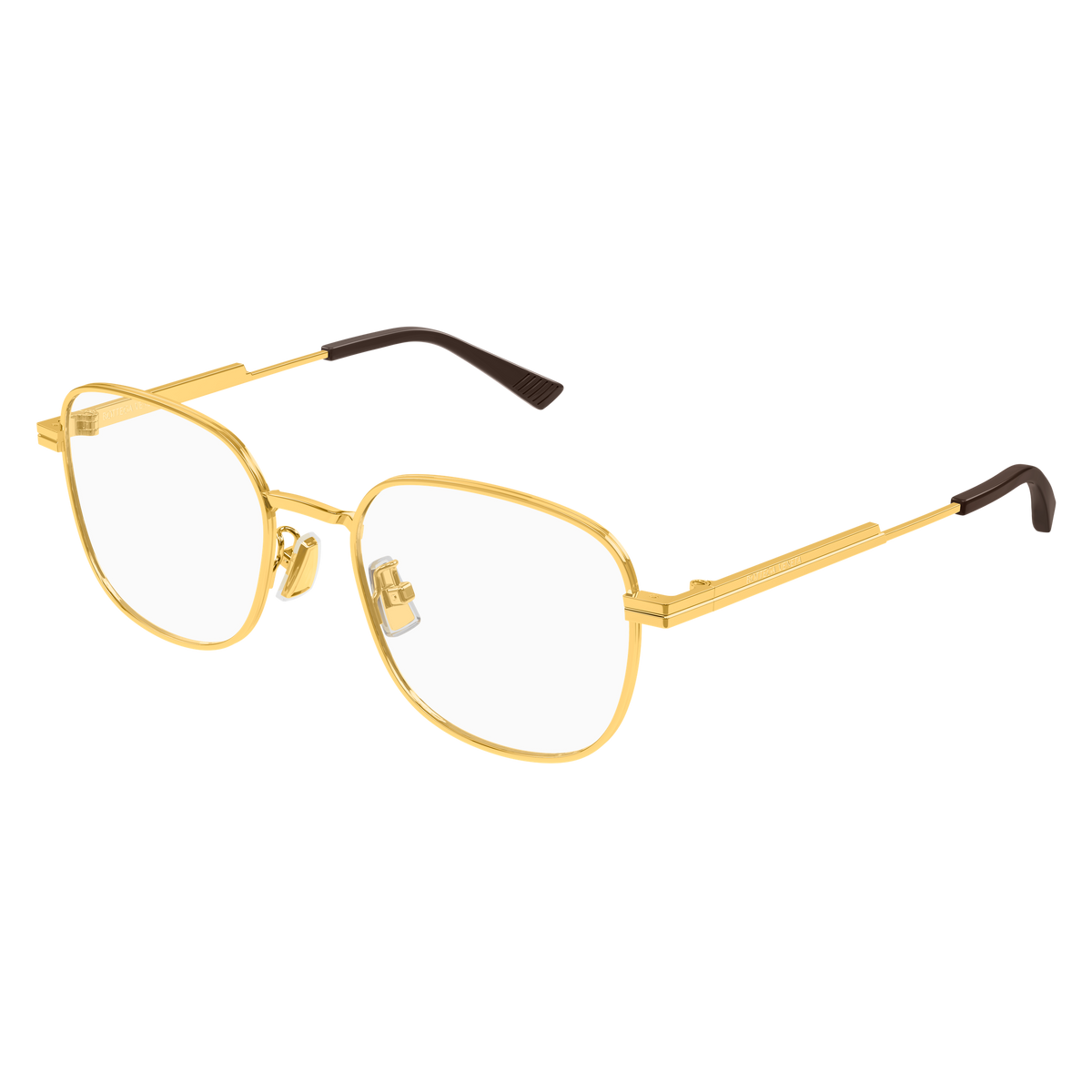 Bottega Veneta BV1521OJ Doré 001 de trois-quarts - Les Lunettes de Pauline