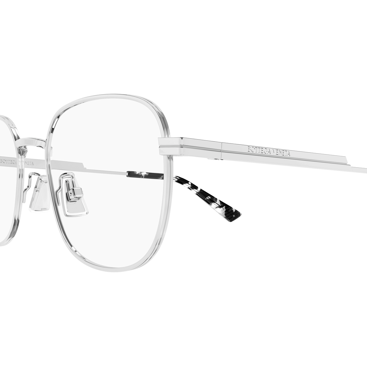Bottega Veneta BV1521OJ Argenté 002 en détail des branches - Les Lunettes de Pauline