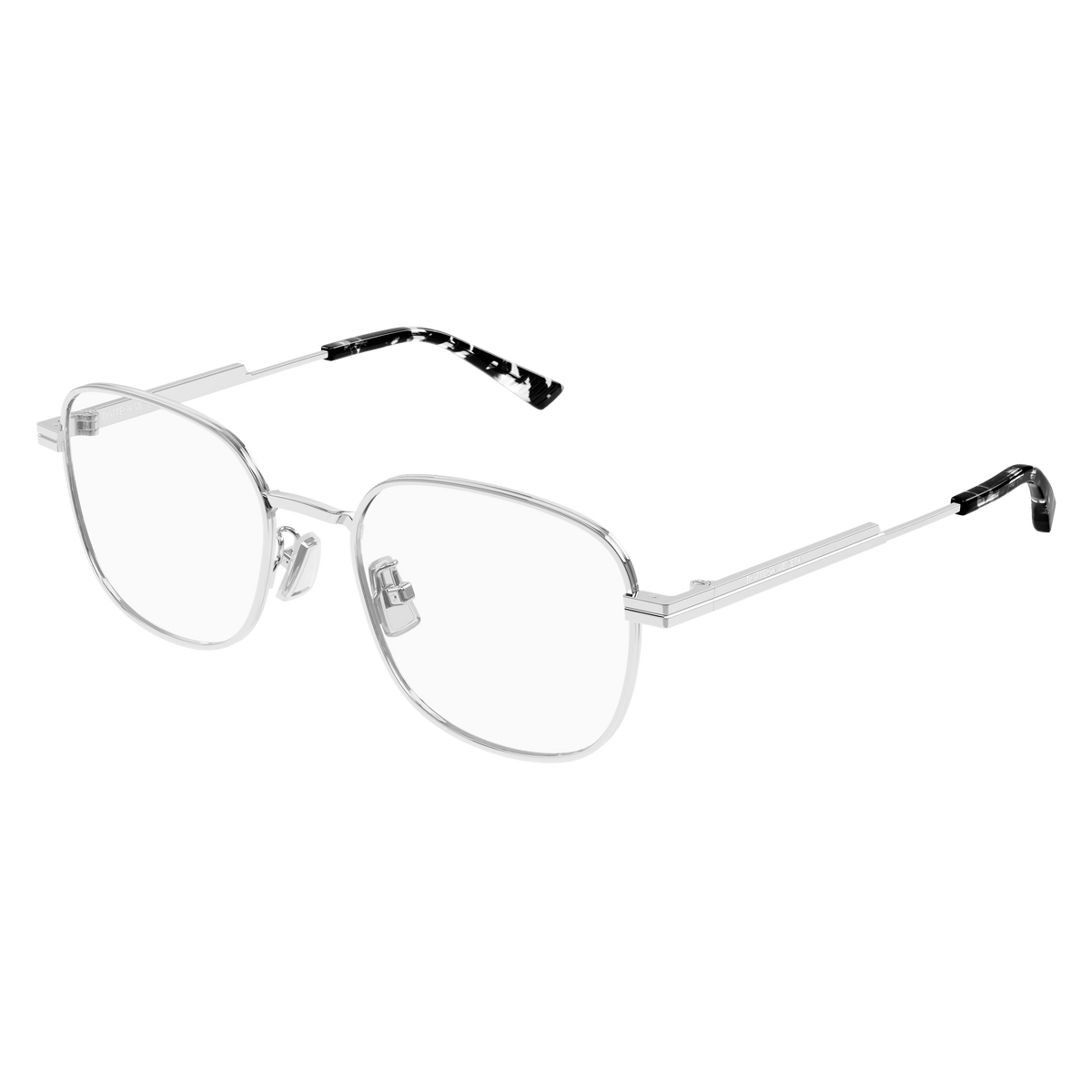 Bottega Veneta BV1521OJ Argenté 002 de trois-quarts - Les Lunettes de Pauline