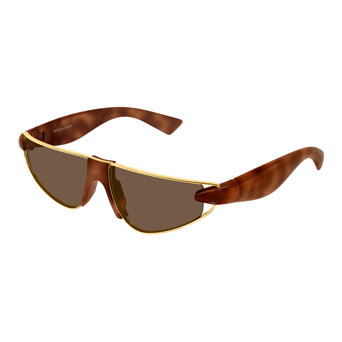 Bottega Veneta BV1523S Écaille Havane Doré 002 de trois-quarts - Les Lunettes de Pauline