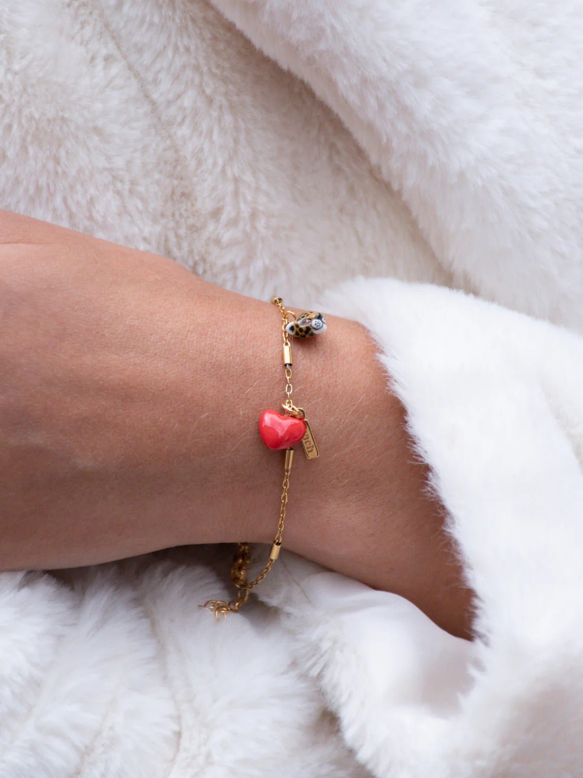 Bracelet chaîne léopard et coeur - Nach - Les Lunettes de Pauline