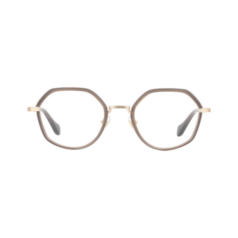 Carven CC1060 Brun Satiné et Doré Satiné BRDO de face - Les Lunettes de Pauline