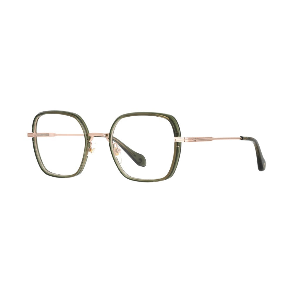 Carven CC1061 Cristal Vert Olive OL68 de trois-quarts - Les Lunettes de Pauline