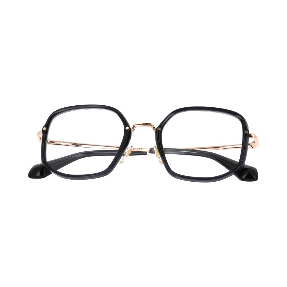 Carven CC1101 Cristal Bleu Encre et Or Rose ENOR en détail des branches - Les Lunettes de Pauline