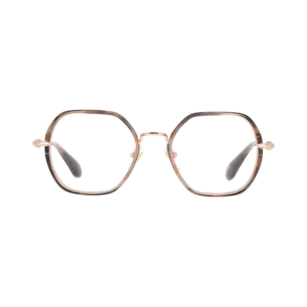 Carven CC1121 Brun Marbré et Or Rose BROR de face - Les Lunettes de Pauline