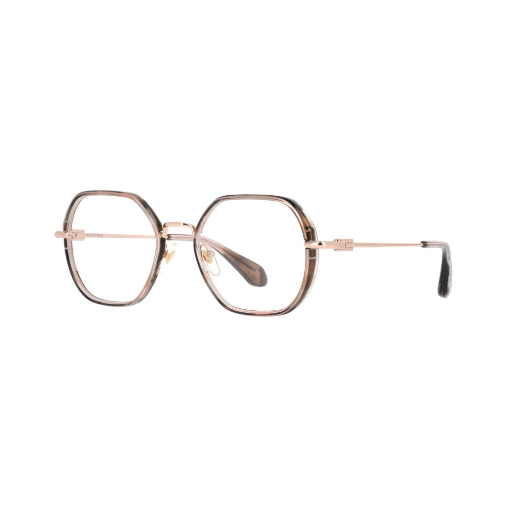 Carven CC1121 Brun Marbré et Or Rose BROR de trois-quarts - Les Lunettes de Pauline