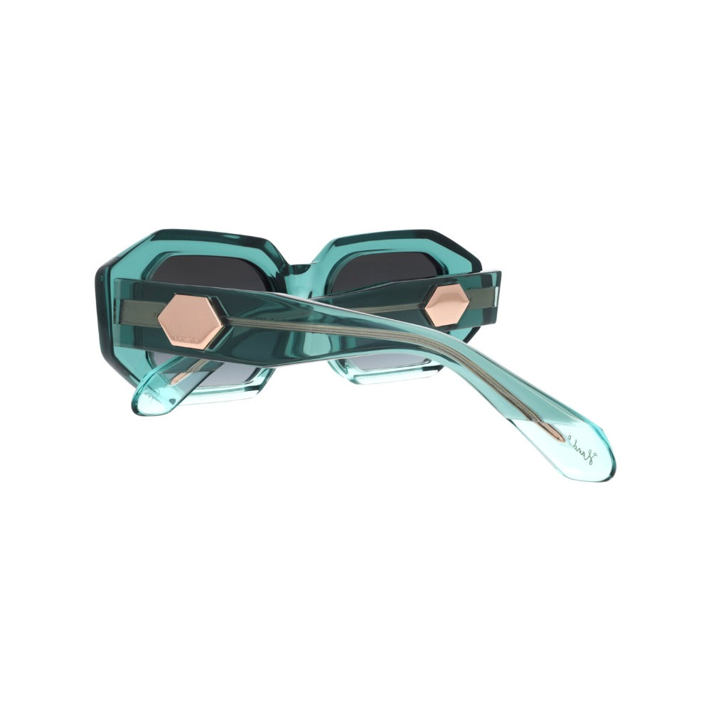 Carven CC4087S Cristal Céladon et Turquoise CETU en détail des branches - Les Lunettes de Pauline