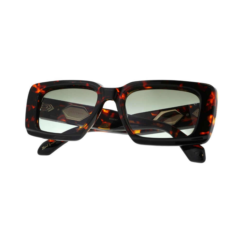 Carven CC4088S Écaille Foncée et Galuchat ECNO en détail des branches - Les Lunettes de Pauline