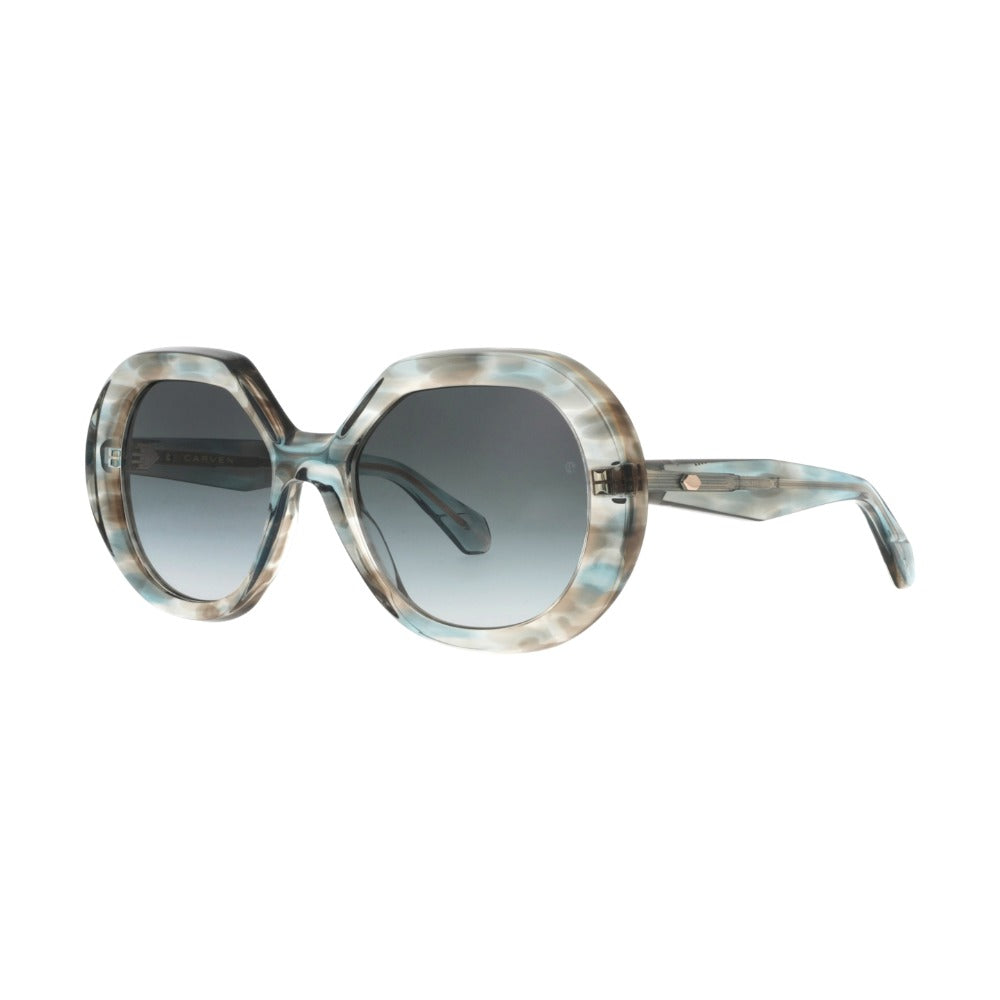 Carven CC4090S Écaille Vagues Vert d'Eau E653 de trois-quarts - Les Lunettes de Pauline