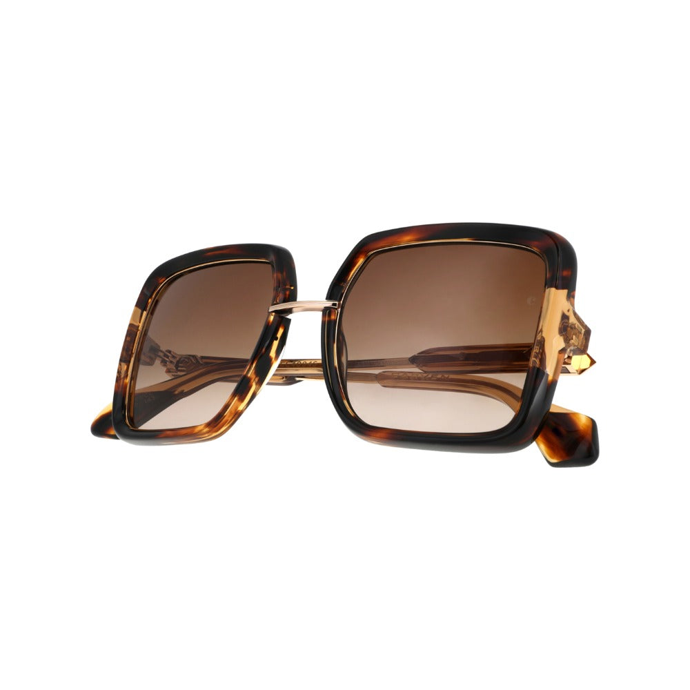 Carven CC4094S Écaille Vagues Brun et Cognac ECCC en détail des branches - Les Lunettes de Pauline