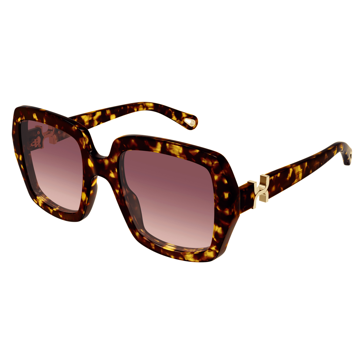 Chloé CH0301S Écaille Havane 002 de trois-quarts - Les Lunettes de Pauline