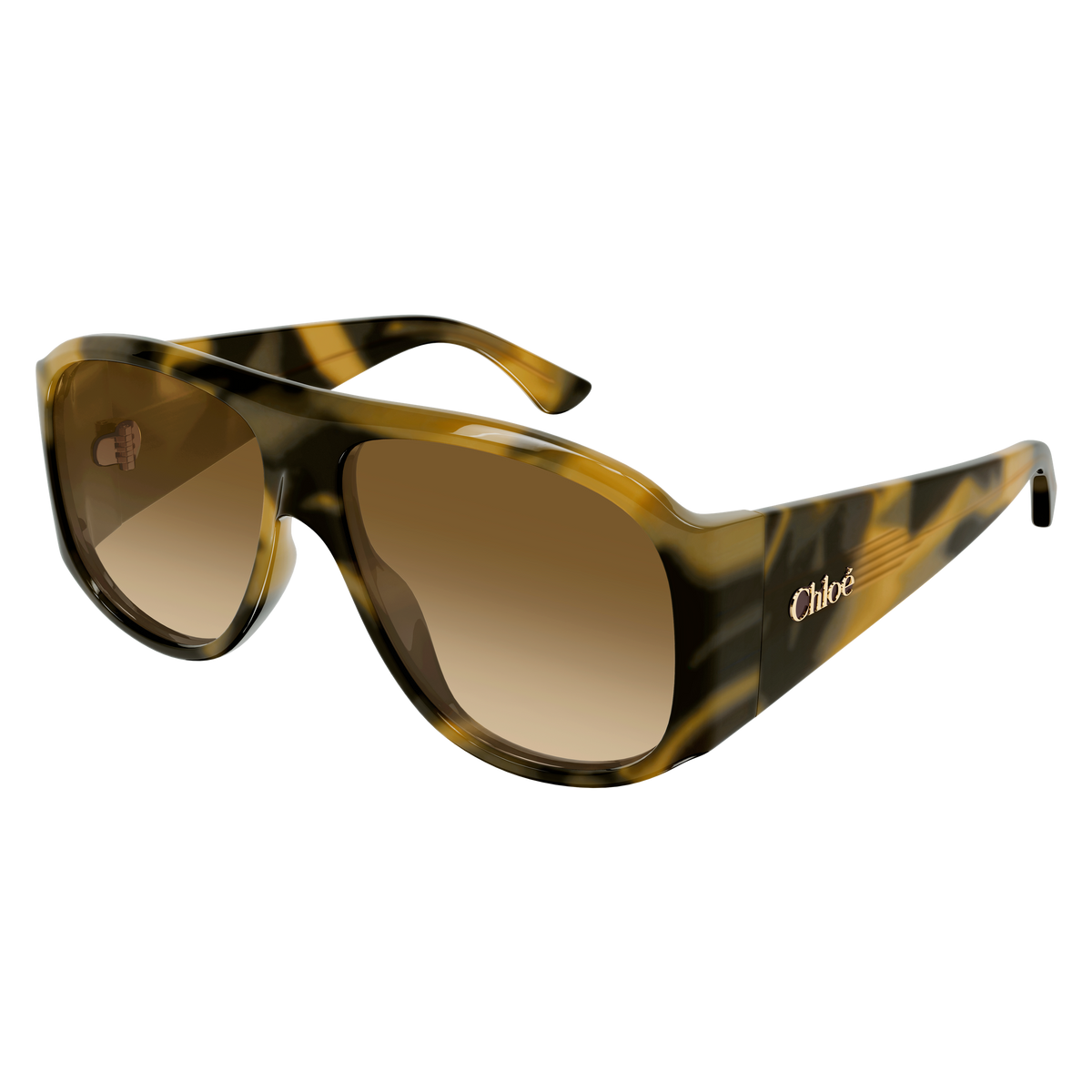 Chloé CH0347S Écaille Havane Claire 005 de trois-quarts - Les Lunettes de Pauline
