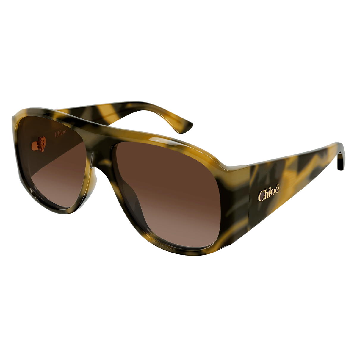 Chloé CH0347S Écaille Havane Foncée 008 de trois-quarts - Les Lunettes de Pauline