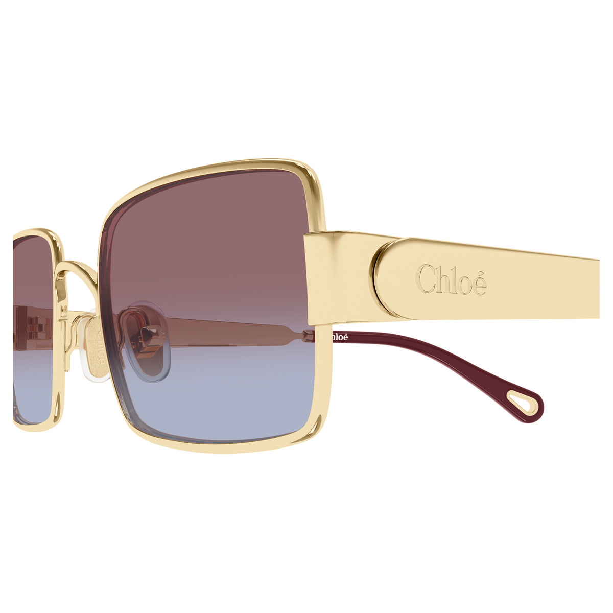 Chloé CH0354S Or Prune 004, détail des branches - Les Lunettes de Pauline