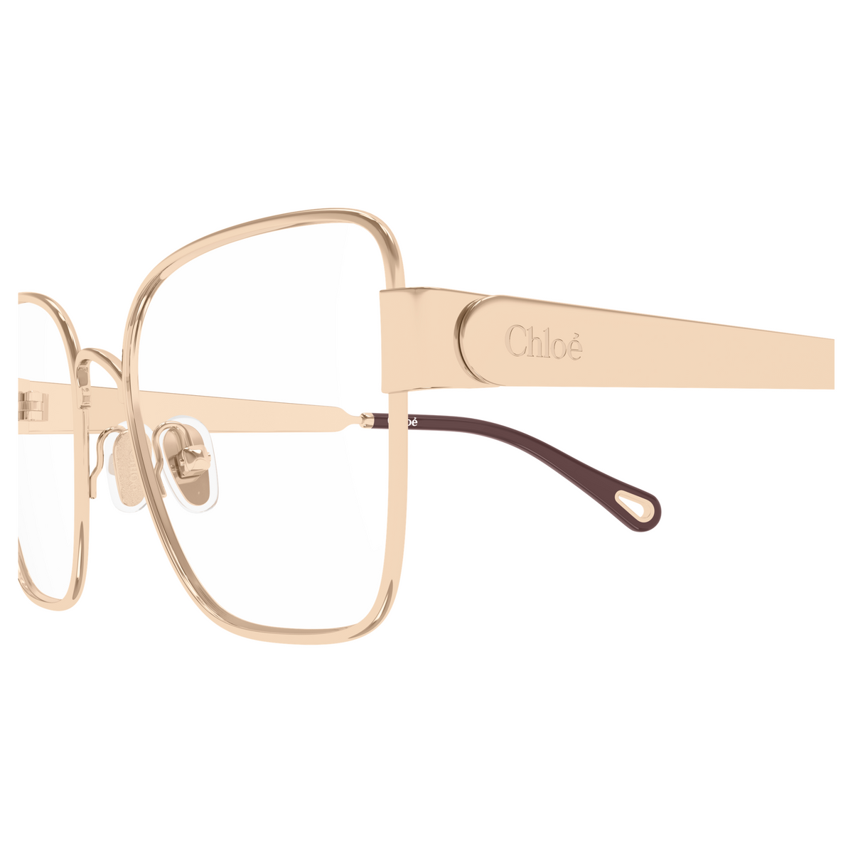 Chloé CH0356O Or Bordeaux 002, détail des branches - Les Lunettes de Pauline