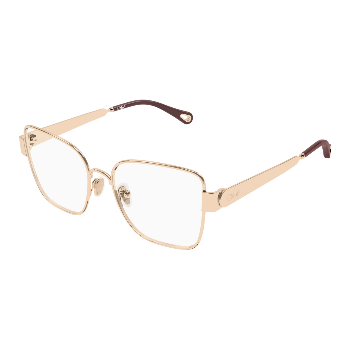 Chloé CH0356O Or Bordeaux 002 de trois-quarts - Les Lunettes de Pauline