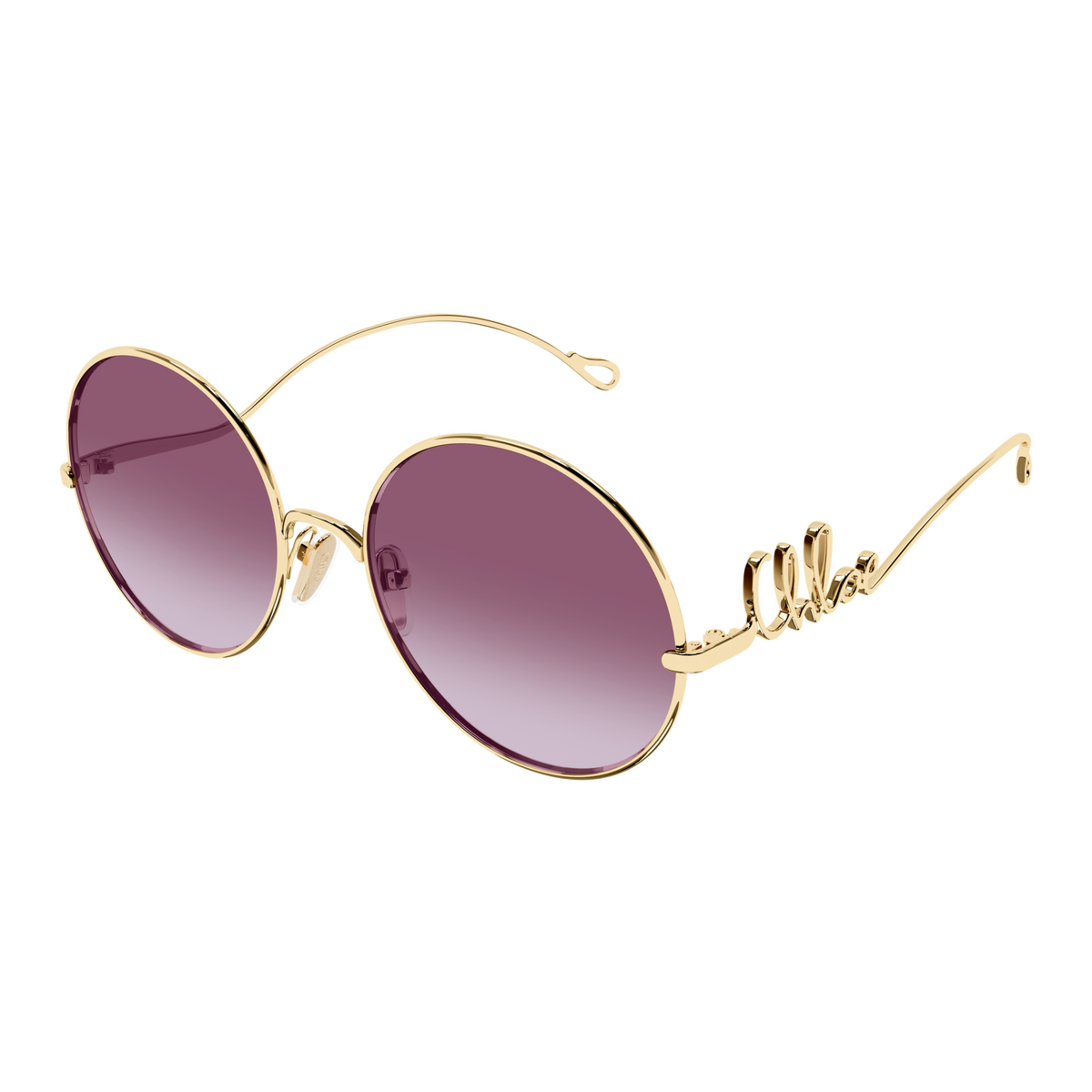 Chloé CH0372S Or Verres Violets 002 de trois-quarts - Les Lunettes de Pauline