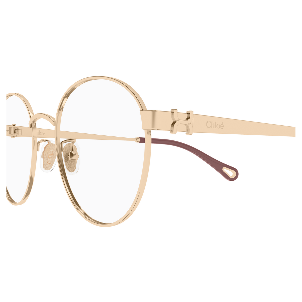 Chloé CH0377OA Or et Bordeaux 003, détail des branches - Les Lunettes de Pauline