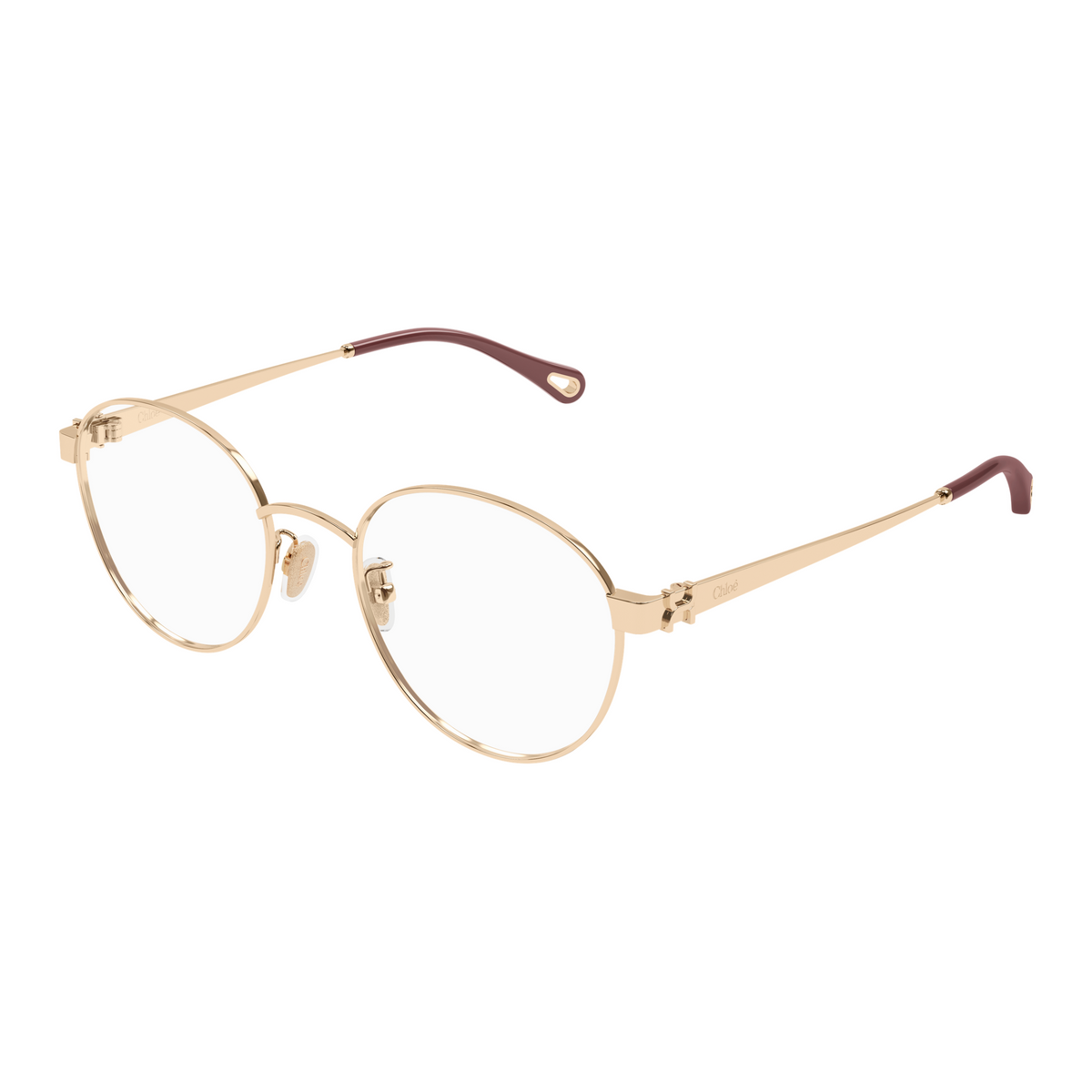 Chloé CH0377OA Or et Bordeaux 003 de trois-quarts - Les Lunettes de Pauline