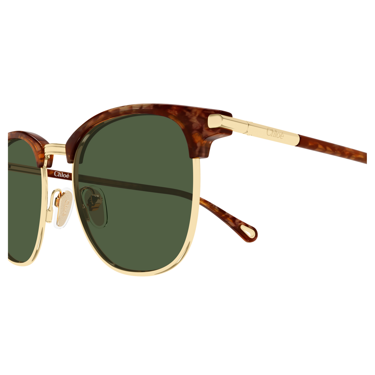Chloé CH0384S Or et Écaille Havane Verres Verts 003, détail des branches - Les Lunettes de Pauline