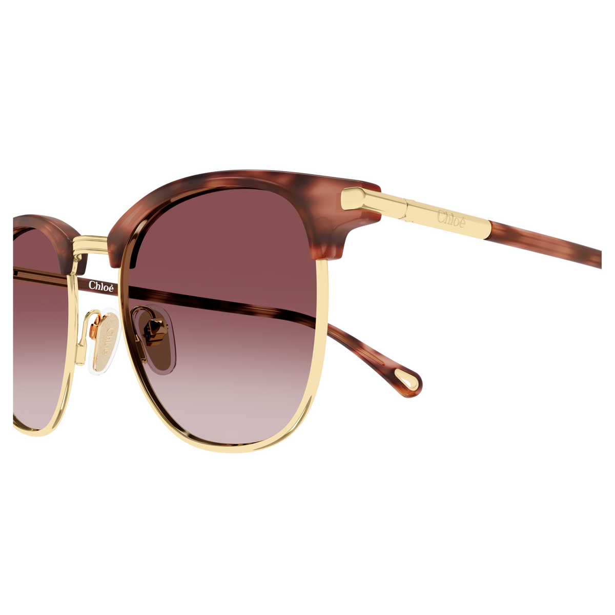 Chloé CH0384S Or et Écaille Havane Verres Rouges 004, détail des branches - Les Lunettes de Pauline